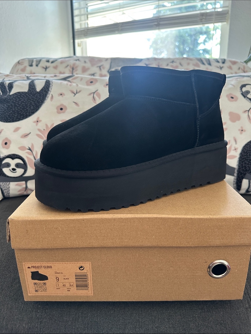 Project Cloud Black Platform Ankle Booties - Women